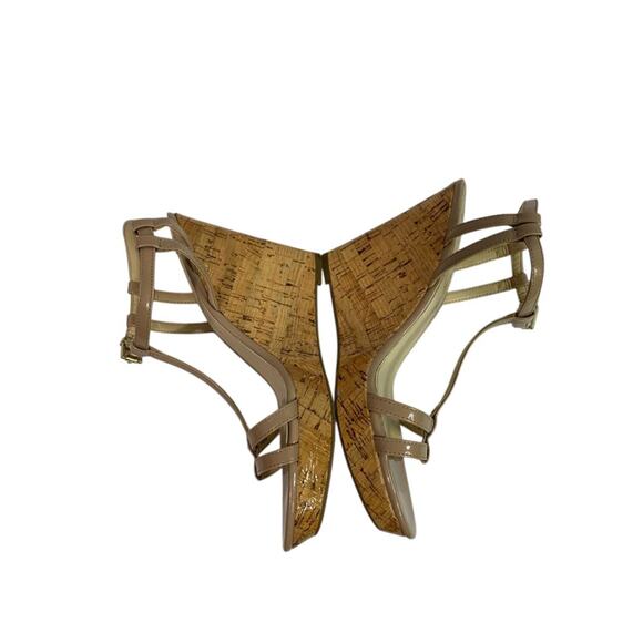 Size 8.5M Jessica Simpson Cork Wedge Platform Sandals Taupe - Picture 7 of 10